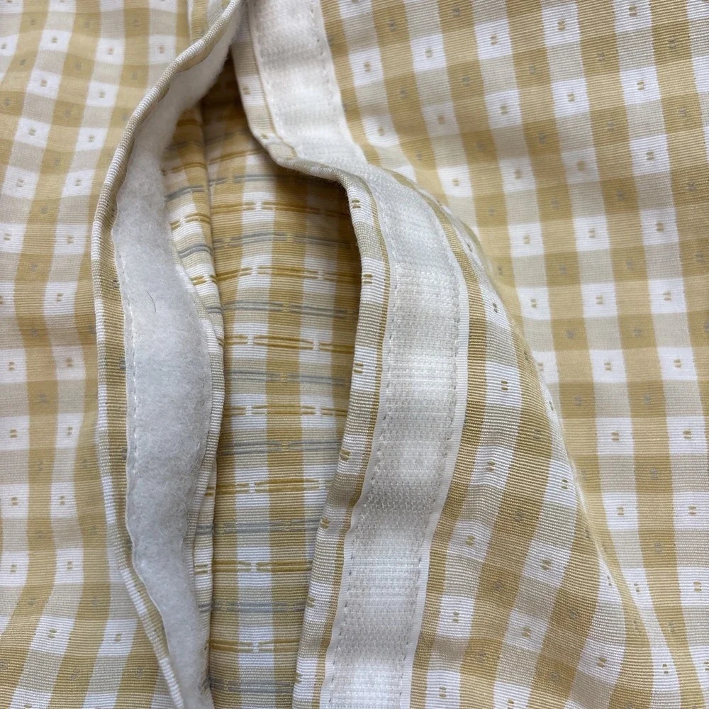 VTG Queen Size Cottagecore Butter Yellow Gingham Cord Ruffle Pillow Covers Shams